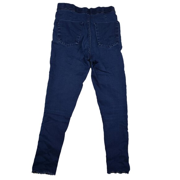 Free People Dark Wash Blue Jeans Size 27 Raw Hem Skinny Leg Distressed Pull-On - Picture 3 of 14